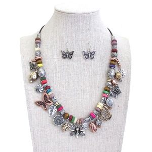 Multi color butterfly charm necklace